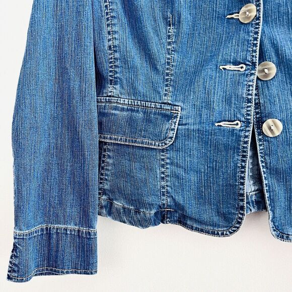 🎉Clearance🎉White Stag Stretch Blue Fitted Denim Stretchy Jean Jacket ~ Size 4 - Picture 4 of 8